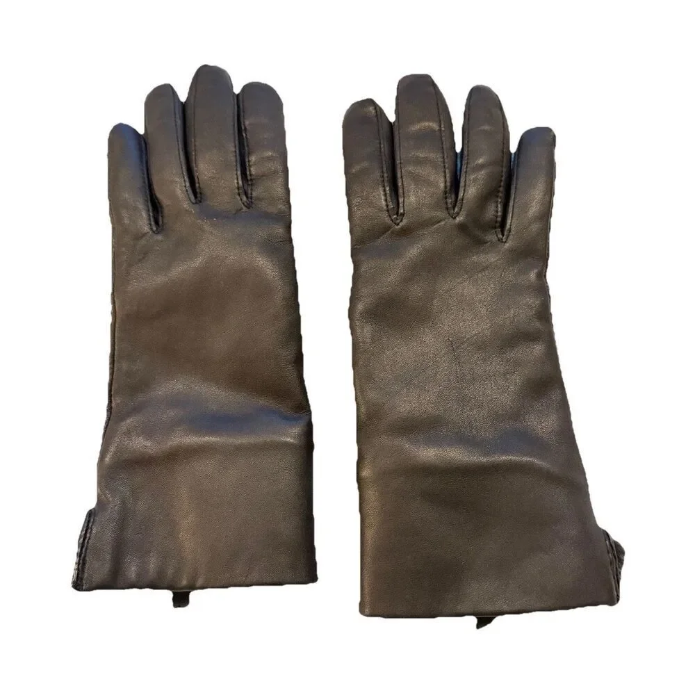 Women’s Luxury Black Leather Gloves Real Fur Lined Winter Classic Driving Rabbit